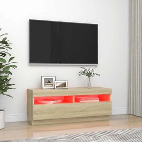 vidaXL Έπιπλο Τηλεόρασης με Φωτισμό LED Sonoma Δρυς 100 x 35 x 40 εκ.
