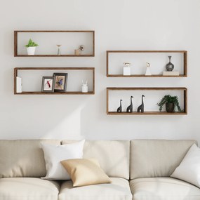 vidaXL Ράφια Τοίχου 4 τεμ σε Παλιό Ξύλο 80x15x26 εκ. Επεξεργασμένο Ξύλο