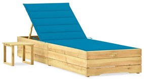 vidaXL Ξαπλώστρα Κήπου από Εμποτ. Ξύλο Πεύκου με Τραπεζάκι & Μαξιλάρι