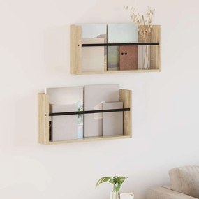 vidaXL Ράφι Περιοδικών με ράφι 2 pcs Δρύς Sonoma 60 x 12 x 30 εκ