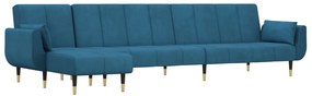 vidaXL Καναπές Κρεβάτι Γωνιακός Μπλε 275 x 140 x 70 εκ. Βελούδινος