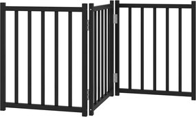 vidaXL Διαχωριστικό Σκύλων Πτυσσόμενο 3 Πάνελ Μαύρο 150 εκ Μασίφ Ελάτη