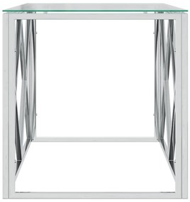 vidaXL Τραπέζι Σαλονιού 110x45x45 εκ. από Ανοξ. Ατσάλι και Γυαλί