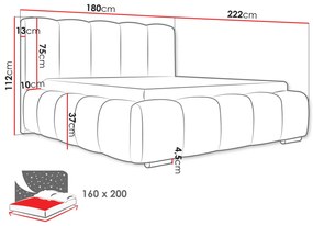 Επενδυμένο κρεβάτι Wizko-Roz-160 x 200