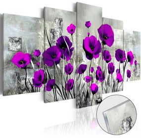 Πίνακας σε ακρυλικό γυαλί - Meadow: Purple Poppies [Glass] - 100x50