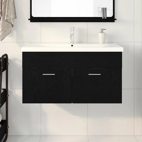 vidaXL Ντουλάπι Μπάνιου με συρτάρι Μαύρη Οξυά 90 x 38,5 x 46 cm