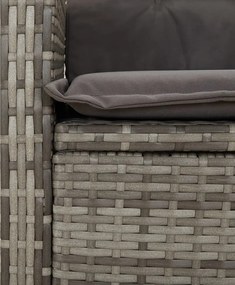 vidaXL Σετ Τραπεζαρίας Κήπου 2 τεμ. Γκρι Συνθ. Ρατάν με Μαξιλάρια