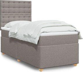 vidaXL Κρεβάτι Boxspring με Στρώμα Taupe 90x190 εκ.Υφασμάτινο