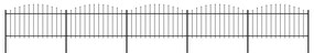 vidaXL Κάγκελα Περίφραξης με Λόγχες Μαύρα (1,25-1,5) x 8,5 μ. Ατσάλινα