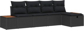 vidaXL Σετ Καναπέ Κήπου με μαξιλάρι 5 pcs Μαύρο Πολυ ράταν