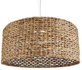 GloboStar® MANGATA 01850 Boho Κρεμαστό Φωτιστικό Οροφής Μονόφωτο 1 x E27 AC220-240V IP20 - Φ90 x Υ40cm - Καφέ Water Hyacinth - Υδρουάκινθος Πλέγμα Καμπάνα - 5 Χρόνια Εγγύηση