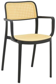 Πολυθρόνα Westley pakoworld pp φυσικό-μαύρο 58x47x81εκ