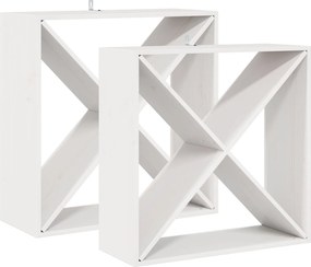 vidaXL Ράφι Κρασιού 2 pcs Λευκό 62 x 25 x 62 cm Στερεά ξυλεία πεύκου
