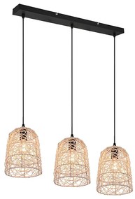 Φωτιστικό Ράγα Κρεμαστή Vintage Industrial RL Lighting Lovis R31143036 Φυσικό Rattan