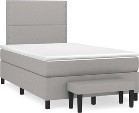 vidaXL Κρεβάτι Boxspring με Στρώμα Ανοιχτό Γκρι 120x190 εκ. Υφασμάτινο