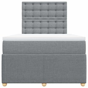 vidaXL Κρεβάτι Boxspring με Στρώμα Ανοιχτό Γκρι 120x200 εκ. Υφασμάτινο