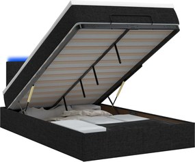 vidaXL Κρεβάτι Ottoman με Στρώμα και LED Μαύρο 120 x 190 cm Ύφασμα