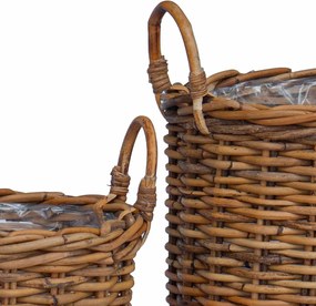 vidaXL Καλάθι Φυτευτή με αποθήκευση 2 pcs Καφέ Ρατάν Κούμπου