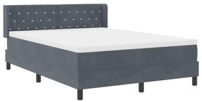 vidaXL Κρεβάτι με Στρώμα Dark Grey 140x200 cm Βελούδο