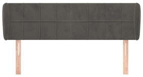 Κεφαλάρι με Πτερύγια Σκούρο Γκρι 147x23x78/88 εκ. Βελούδινο - Γκρι