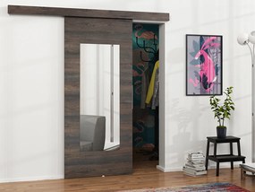 Συρόμενες πόρτες Dover 131, 25 kg, Σκούρα φλαμουριά, Πλαστικοποιημένη μοριοσανίδα, Καθρέφτης, Καφέ, Αλουμίνιο | Epipla1.gr