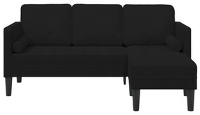 vidaXL Καναπές 3 Θέσεων με Chaise L-shaped Μαύρος 160 εκ Βελούδο