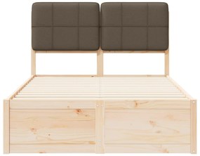 vidaXL Σκελετός Κρεβατιού με Επενδεδυμένο Κεφαλάρι Taupe 120 x 190 cm