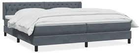 Box Spring Κρεβάτι με στρώμα Σκούρο γκρι 200x220 cm Βελούδινο - Γκρι