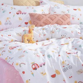 Σετ Σεντόνια Παιδικά 170X260 Happy Today White/Pink 5205495603605