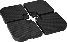 Βάση ομπρέλας 4 τεμαχίων, γεμιστό, 100 x 100 x 8 cm, Μαύρο