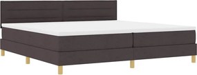 vidaXL LED Κρεβάτι με βάθρο Σκούρο Καφέ 200 x 200 cm ύφασμα
