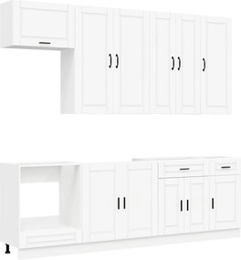 vidaXL Μονάδα κουζίνας PORTO 8 pcs Λευκό Επεξεργασμένο Ξύλο