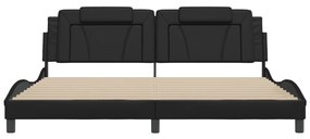 Πλαίσιο Κρεβατιού με LED Μαύρο 200x200 εκ. Συνθετικό Δέρμα - Μαύρο