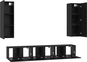 vidaXL Σετ επίπλου τηλεόρασης 5 pcs Μαύρη Οξυά Επεξεργασμένο ξύλο