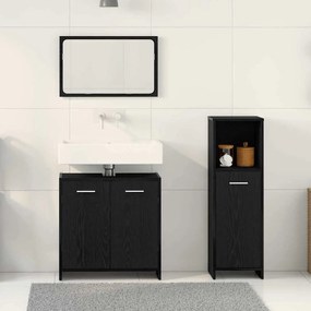 vidaXL Σετ Επίπλων Μπάνιου Επιτοίχιο 3 pcs Μαύρη Οξυά 60 x 33 x 60 εκ
