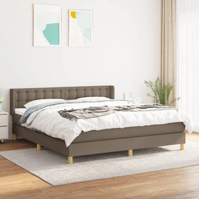 Κρεβάτι Boxspring με Στρώμα Taupe 160x200 εκ. Υφασμάτινο - Μπεζ-Γκρι