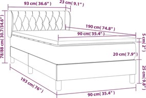 vidaXL Κρεβάτι Boxspring με Στρώμα Κρεμ 90x190 εκ.Υφασμάτινο