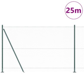 vidaXL Φράκτης Εξαγώνου  Πράσινος 1.4x25 μ Χάλυβας