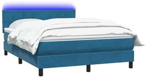 Κρεβάτι Boxspring με Στρώμα Σκούρο Μπλε 140x210 εκ. Βελούδινο - Μπλε