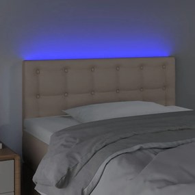 Κεφαλάρι Κρεβατιού LED Καπουτσίνο 90x5x78/88 εκ. Συνθετ. Δέρμα - Καφέ