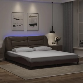 vidaXL Πλαίσιο κρεβατιού με LED χωρίς στρώμα Hvar Καφέ 180x200 εκ.