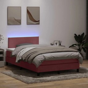 vidaXL Κρεβάτι Boxspring με Στρώμα Ροζ 120x210 εκ. Βελούδινο