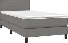 vidaXL Κρεβάτι Boxspring με Στρώμα &amp; LED Σκ.Γκρι 80x200 εκ. Υφασμάτινο