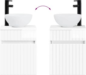 vidaXL Επιτοίχιος νιπτήρας βανίλιας Γυαλιστερό Λευκό