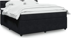 vidaXL Κρεβάτι Boxspring με Στρώμα Μαύρο 180x200 εκ. Βελούδινο