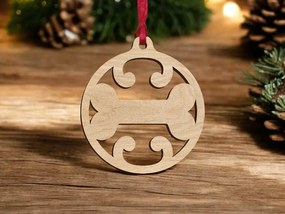 Intra απο ξύλο plywood 3mm-4mm πάχος – Χριστουγεννιάτικη μπάλα με κόκαλο σκύλου 20x25 cm INTRAVECTRY-MY546835