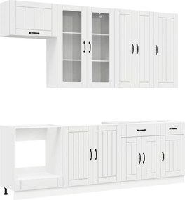 vidaXL Μονάδα κουζίνας LUCCA 8 pcs Γυαλιστερό Λευκό Επεξεργασμένο Ξύλο