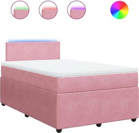 vidaXL Κρεβάτι Boxspring με Στρώμα Ροζ 120x200 εκ. Βελούδινο