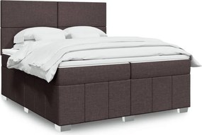 vidaXL Κρεβάτι Boxspring με Στρώμα Σκούρο Καφέ 200x200 εκ. Υφασμάτινο
