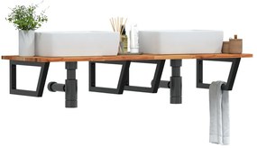 Ράφι Νιπτήρα Τοίχου από Ατσάλι / Μασίφ Ξύλο Ακακίας